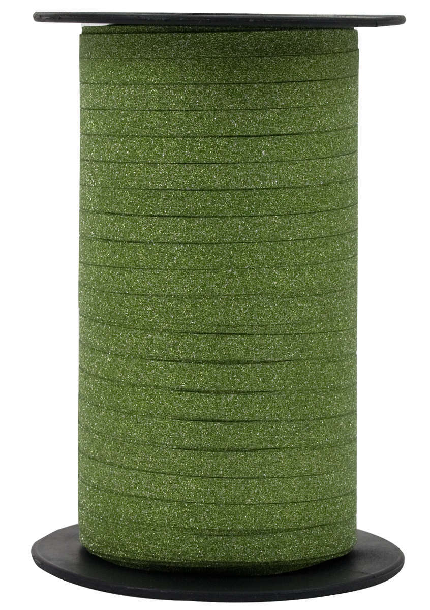 Glamour glitter ruffle ribbon, fresh green, 5 mm wide