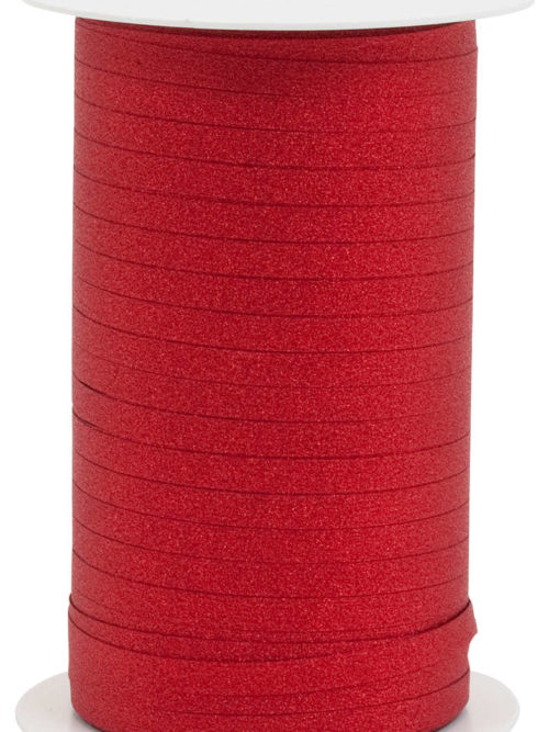 Glamour glitter ruffle ribbon, red, 5 mm wide