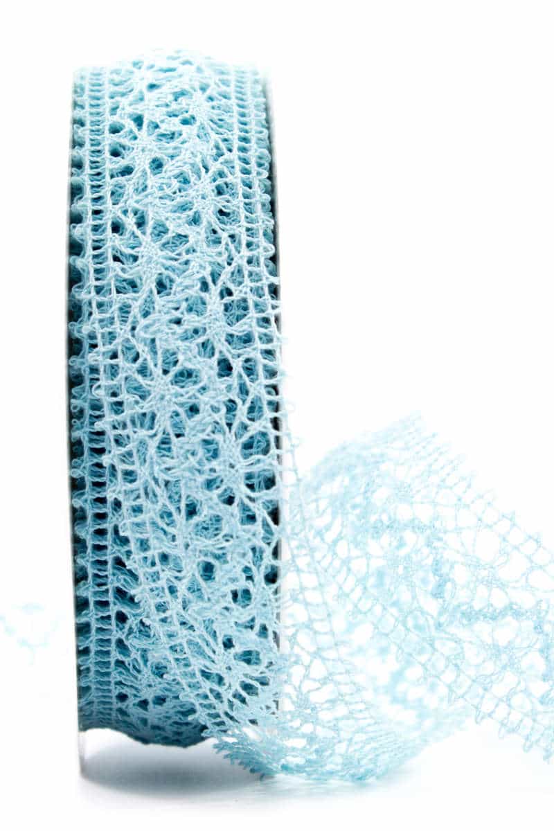 Crochet lace, light blue, 38 mm wide