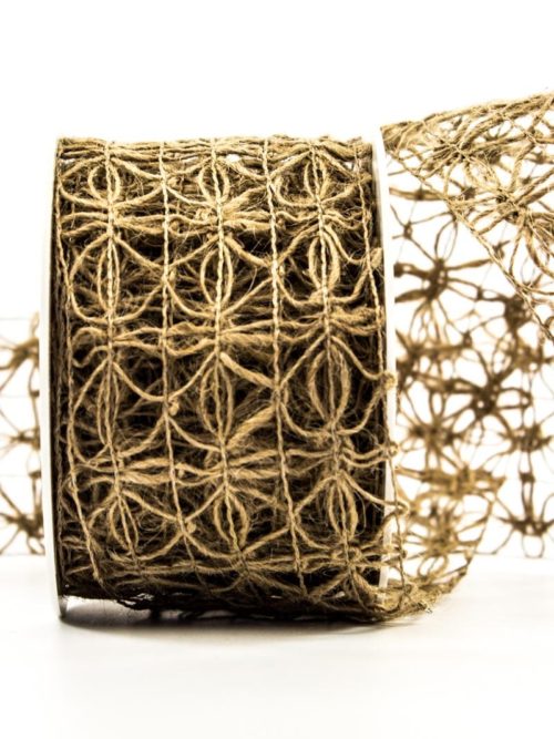 Jute grid band, natural, 70 mm wide