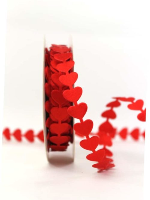 Red heart garland, 15 mm wide