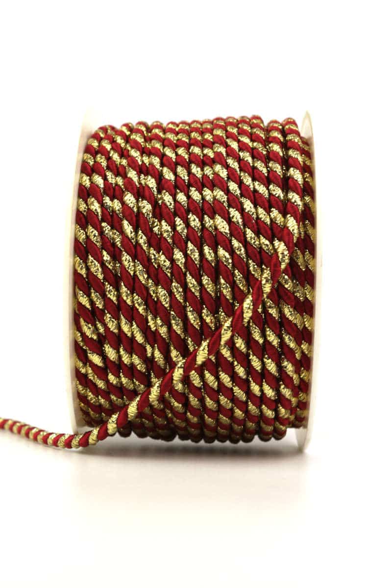 cord, 2-coloured bordeaux-gold, 4 mm thick