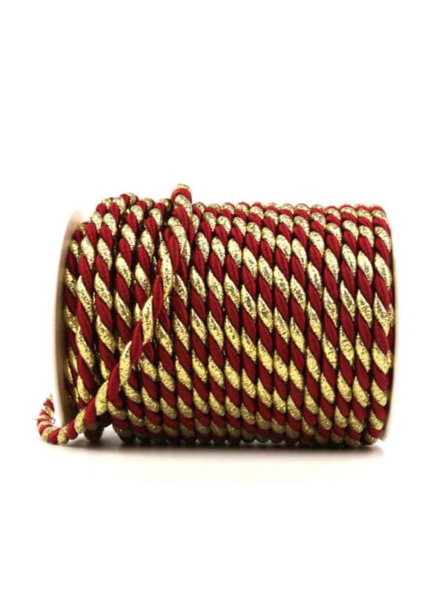 Cord, 2-coloured bordeaux-gold, 6 mm thick