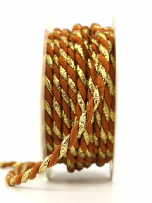 Cord, 2-coloured cinnamon-gold, 6 mm thick