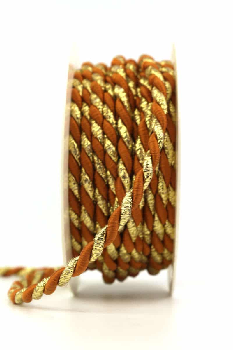 Cord, 2-coloured cinnamon-gold, 6 mm thick