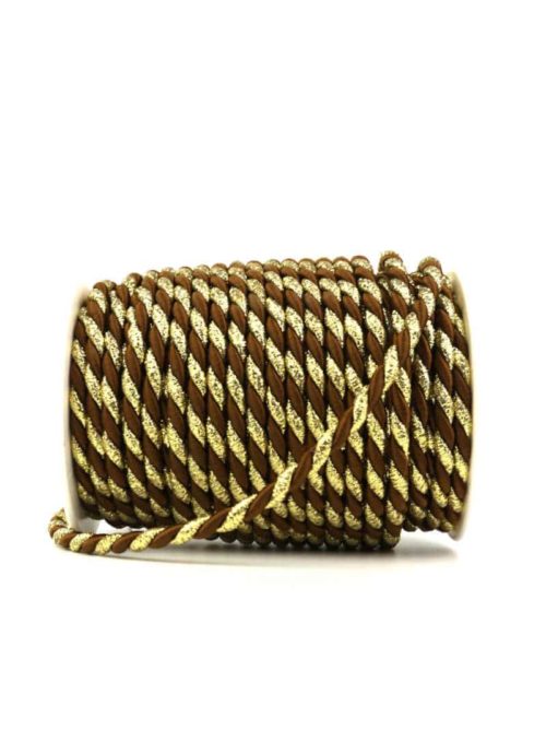 Cord, 2-coloured brown-gold, 6 mm thick