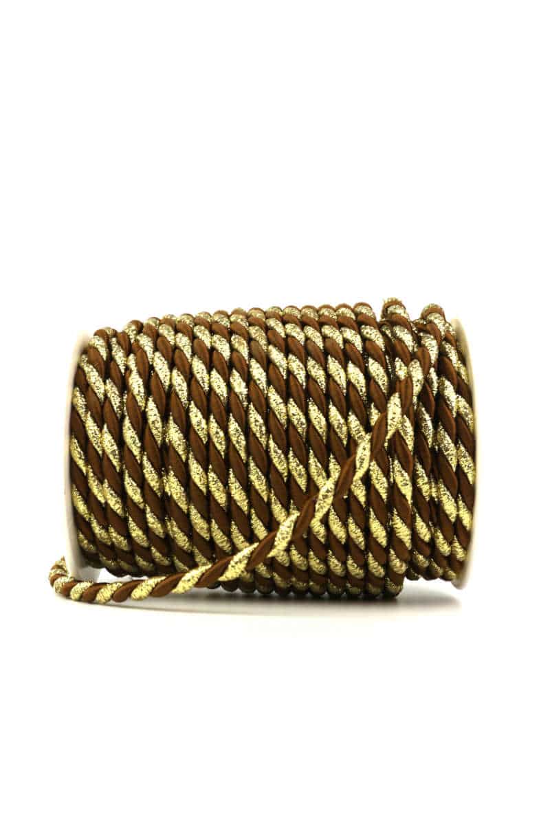 Cord, 2-coloured brown-gold, 6 mm thick