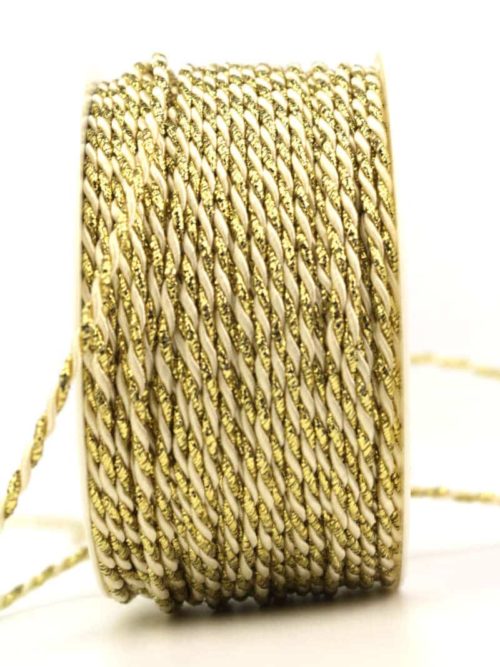cord, 2-coloured cream-gold, 2 mm thick
