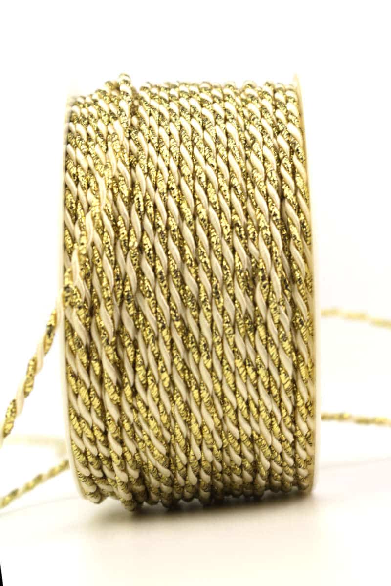 cord, 2-coloured cream-gold, 2 mm thick