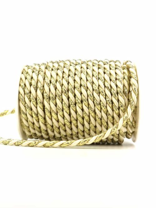 cord, 2-coloured cream-gold, 6 mm thick