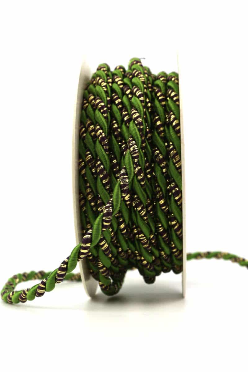 Cord, 2-coloured green-gold, 6 mm thick