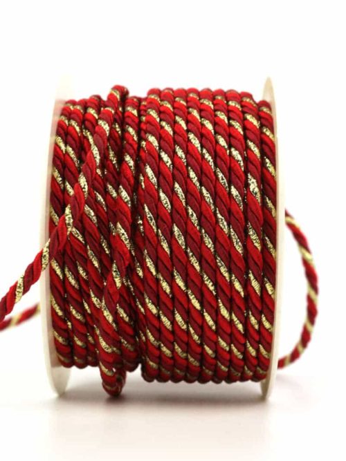 cord, 3-coloured red-bordeaux-gold, 4 mm thick