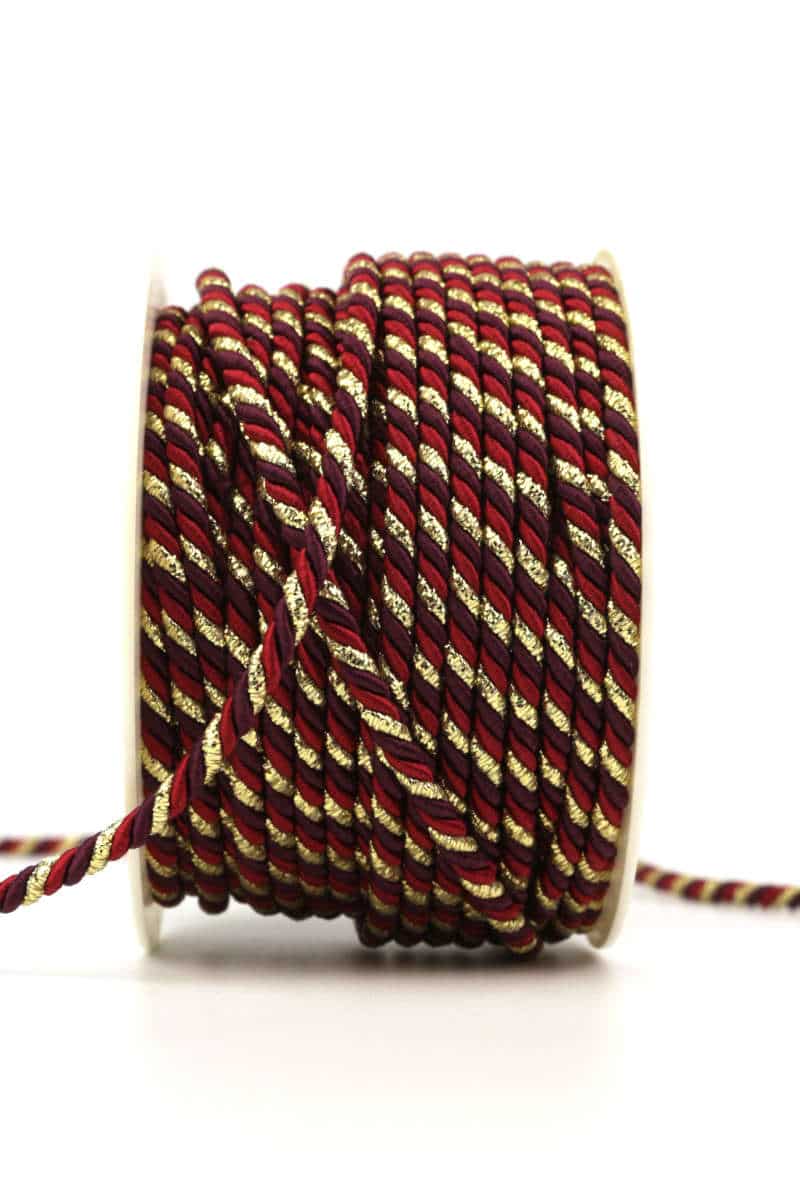 cord, 3-coloured red-purple-gold, 4 mm thick