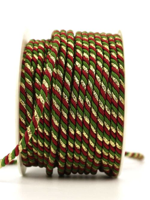 cord, 3-coloured red-green-gold, 4 mm thick