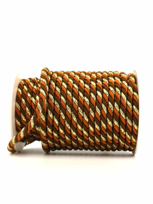 cord, 3-coloured terra-brown-gold, 6 mm thick