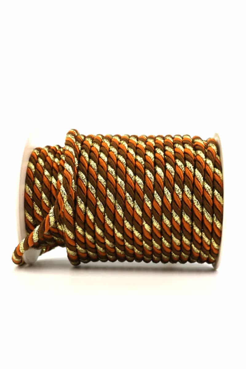 cord, 3-coloured terra-brown-gold, 6 mm thick