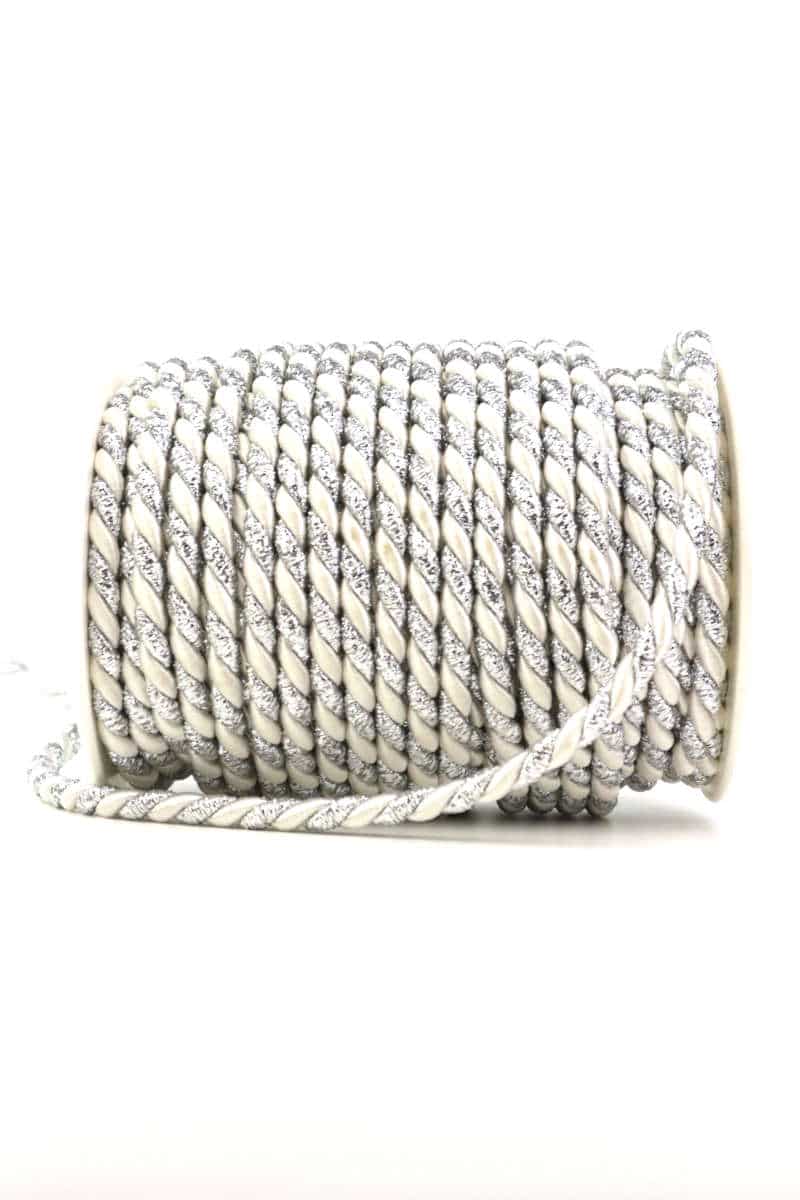 cord, 2-coloured white-silver, 6 mm thick