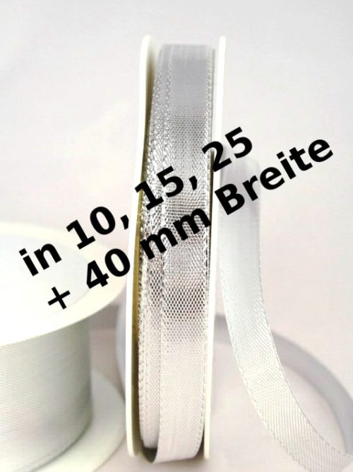 Lamé - silver strap in 10, 15, 25 and 40 mm, without wire edge
