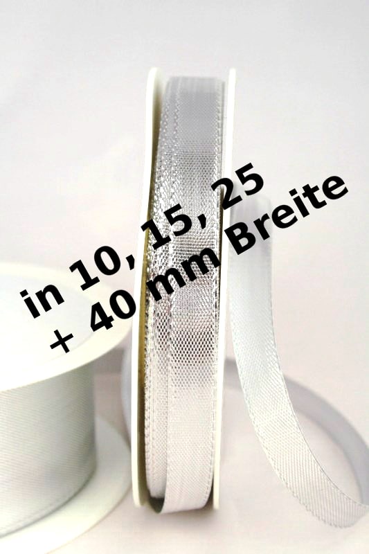 Lamé - silver strap in 10, 15, 25 and 40 mm, without wire edge