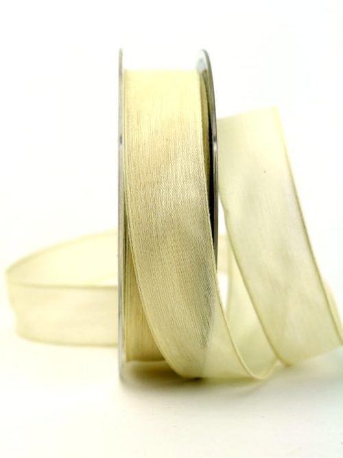 Linen tape cream, 25 mm, with wire