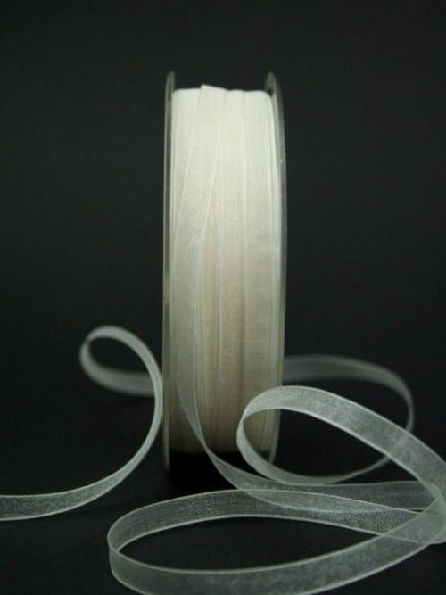 Narrow organza ribbon, cream, 8 mm wide