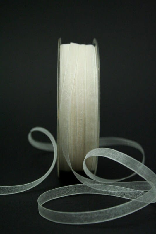 Narrow organza ribbon, cream, 8 mm wide