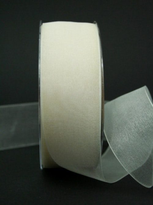 organza ribbon with selvedge, cream, 40 mm wide