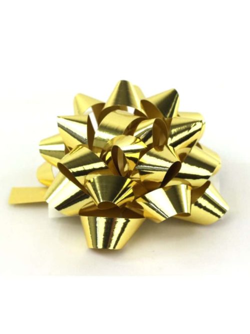 Polyband rosette, gold metallic, 60 mm large, 25 pieces