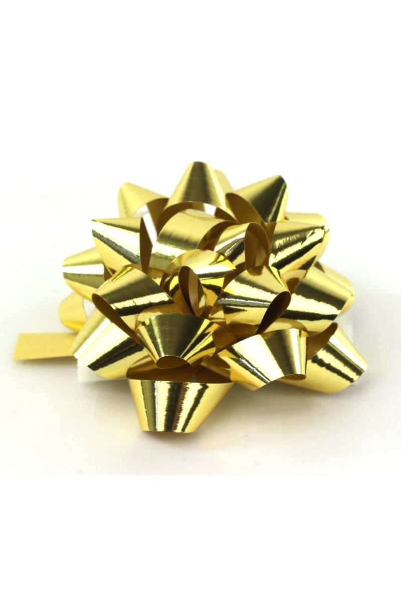 Polyband rosette, gold metallic, 60 mm large, 25 pieces