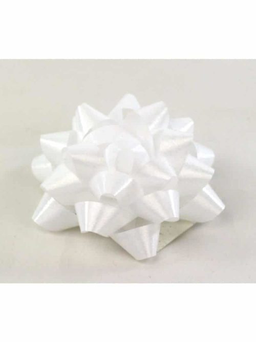 Polyband rosette, white, 60 mm, 25 pieces