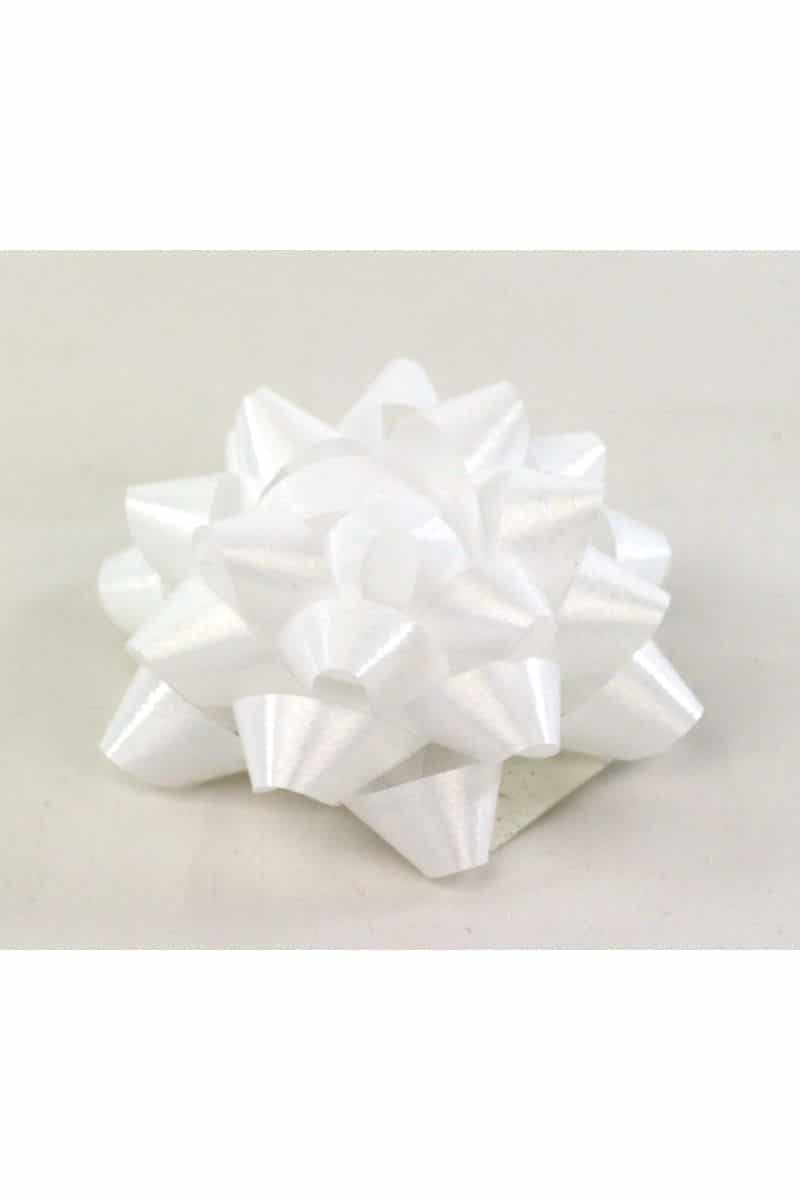 Polyband rosette, white, 60 mm, 25 pieces
