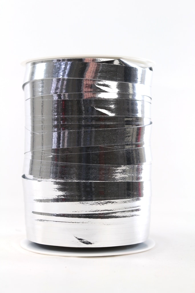 Polyringe yellow ribbon (crimp ribbon) silver metallic, 10 mm