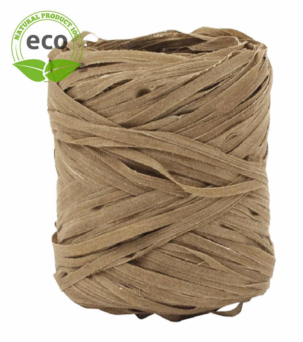 Natural raffia, brown, 10 mm wide, ECO