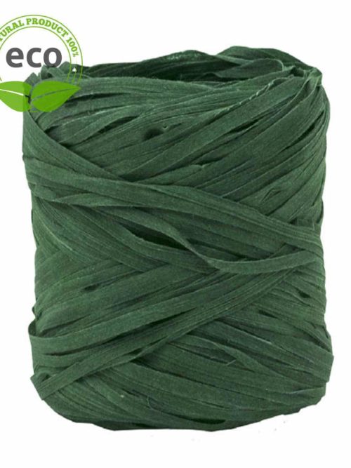 Natural raffia, dark green, 10 mm wide, ECO