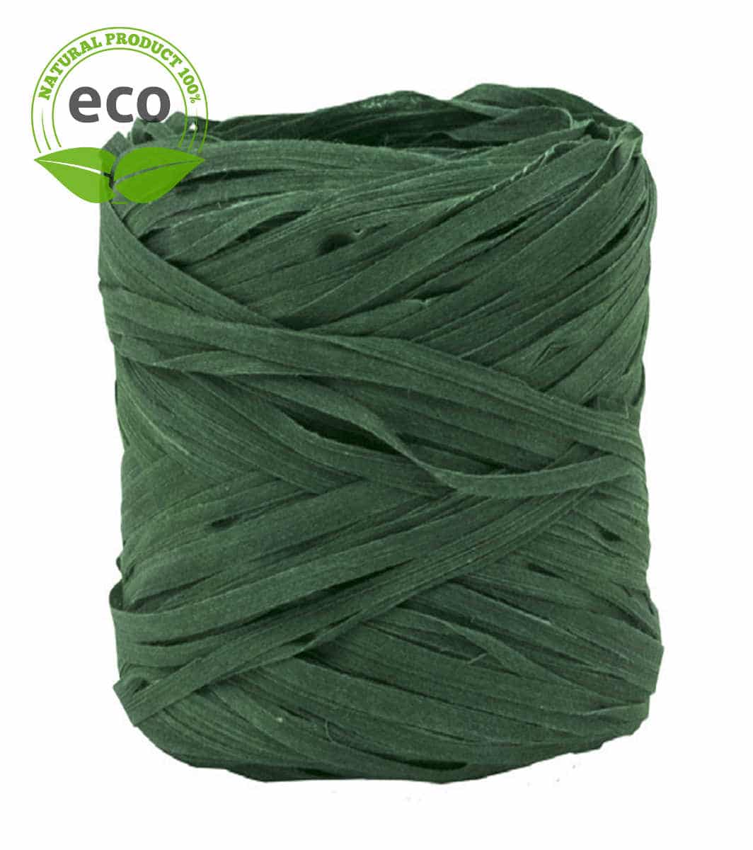 Natural raffia, dark green, 10 mm wide, ECO