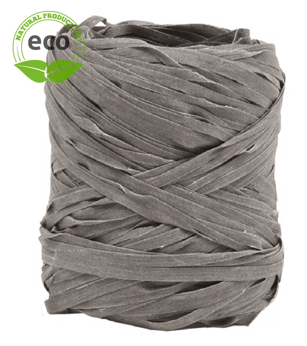 Natural raffia, grey, 10 mm wide, ECO