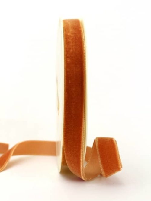 Velvet ribbon cognac, 16 mm