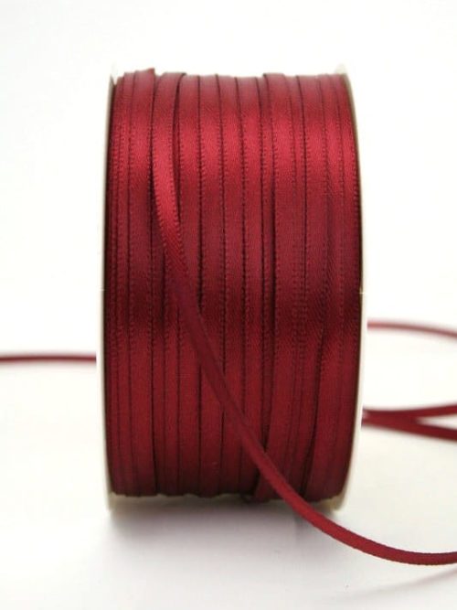Satin ribbon 3mm, uni bordeaux