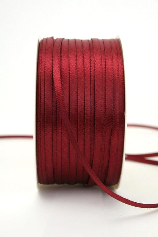 Satin ribbon 3mm, uni bordeaux