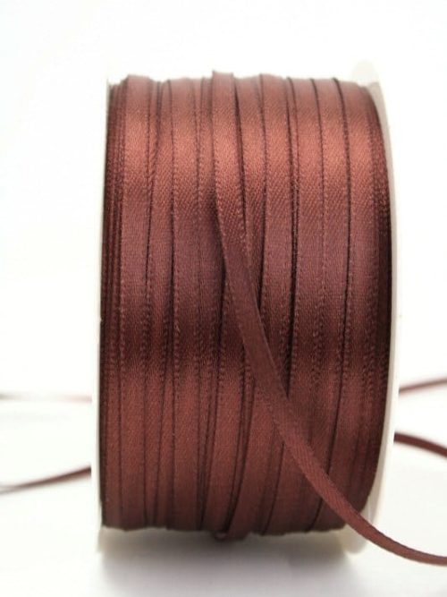 Satin ribbon 3mm, uni brown