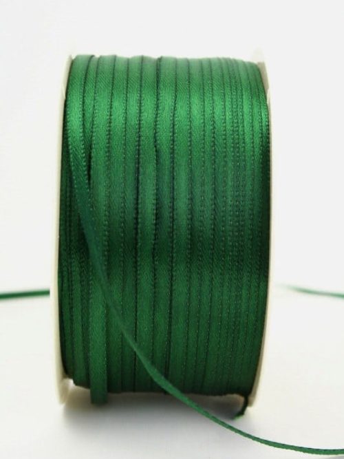 Satin ribbon 3mm, plain dark green