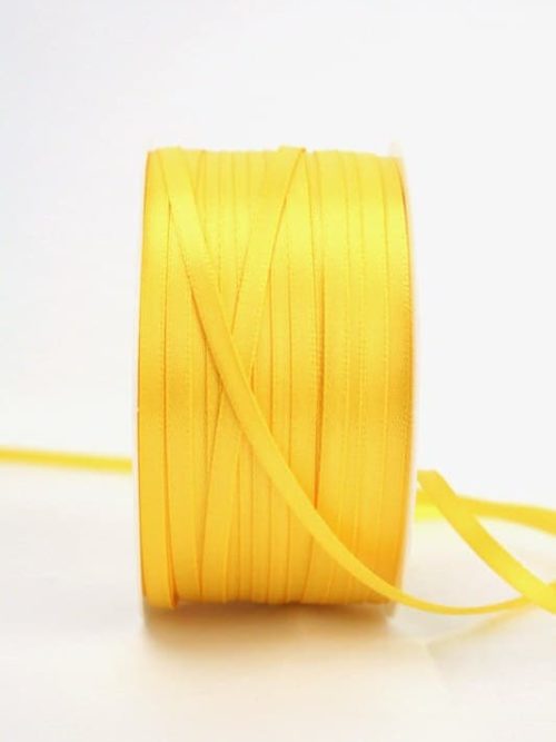 Satin ribbon 3mm, uni yellow