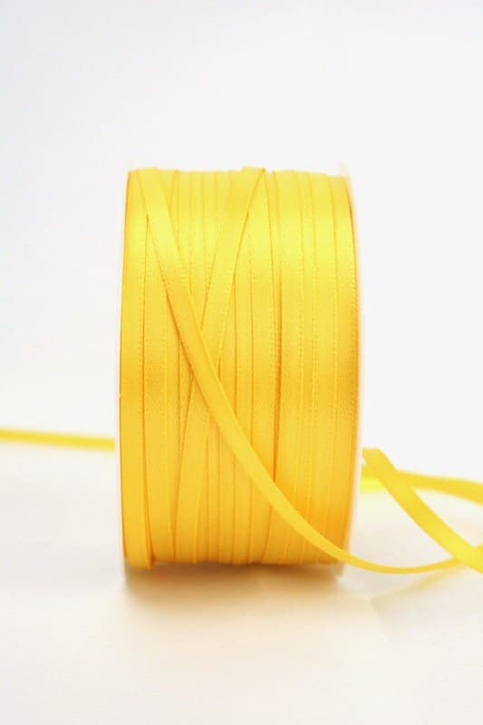 Satin ribbon 3mm, uni yellow