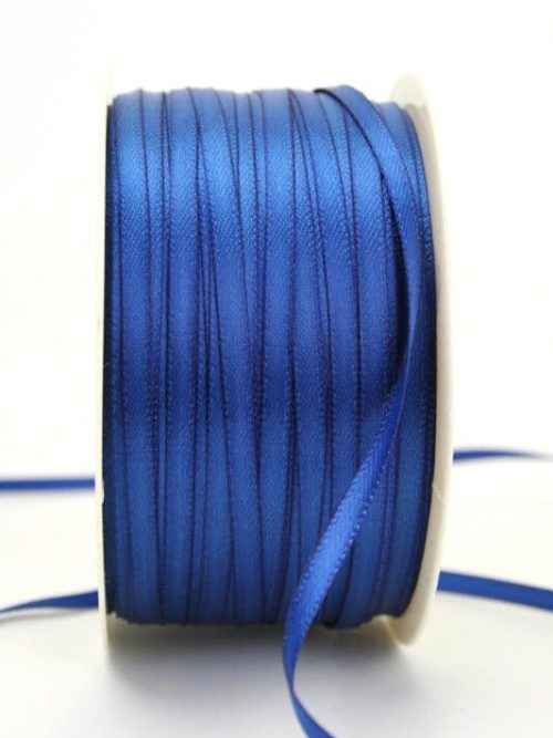 Satin ribbon 3mm, uni royal blue