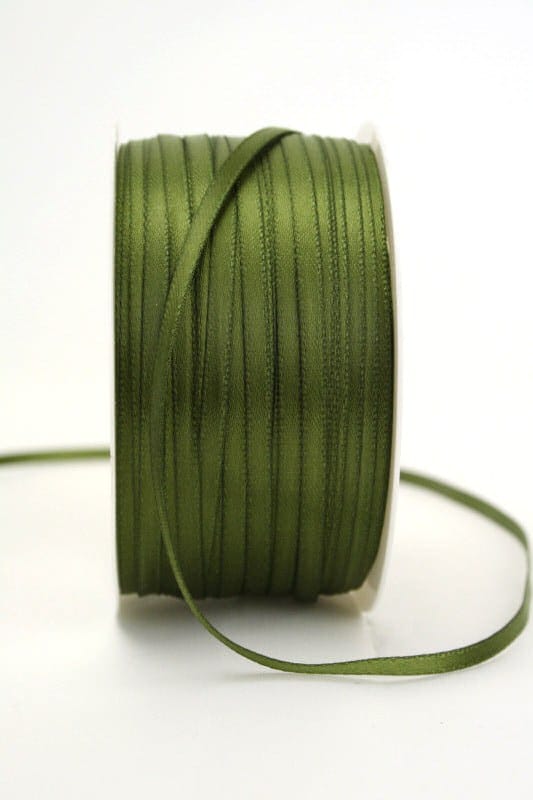 Satin ribbon 3mm, uni olive green