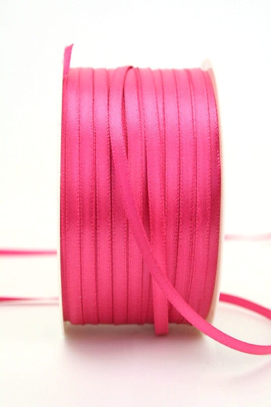 Satin ribbon 3mm, uni pink