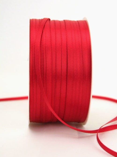 Satin ribbon 3mm, uni red