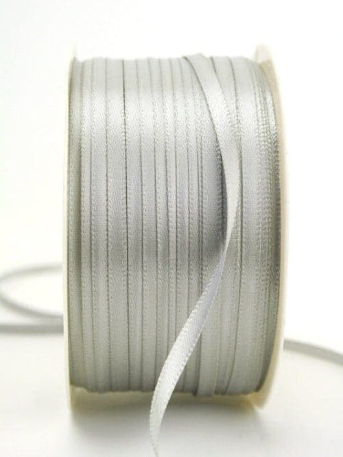 Satin ribbon 3mm, plain grey