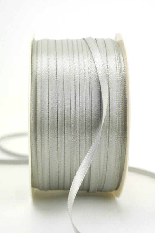 Satin ribbon 3mm, plain grey