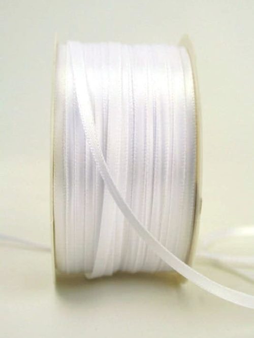 Satin ribbon 3mm, plain white